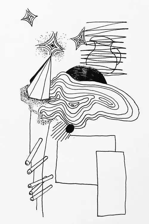 黑白点线面插画