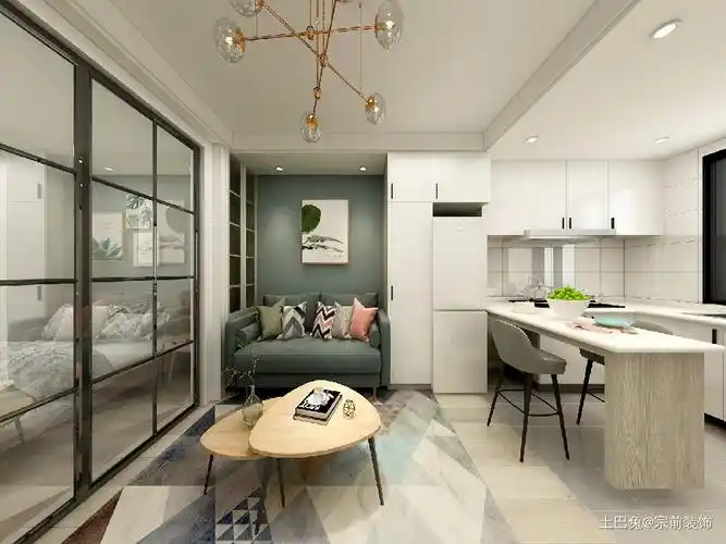 40平小公寓小资北欧风一居北欧极简家装装修案例效果图