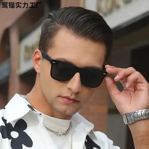 新款欧美偏光镜一体太阳镜男士时尚防晒墨镜男高级感tr框太阳眼镜