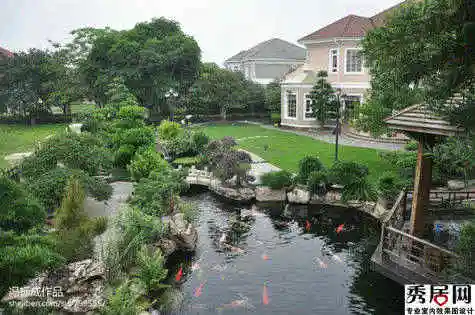 小桥流水人家意境式户外环境设计装扮图中式实木亭子代化别墅设计造型