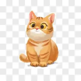 卡通手绘坐着的乖巧橘猫免抠元素