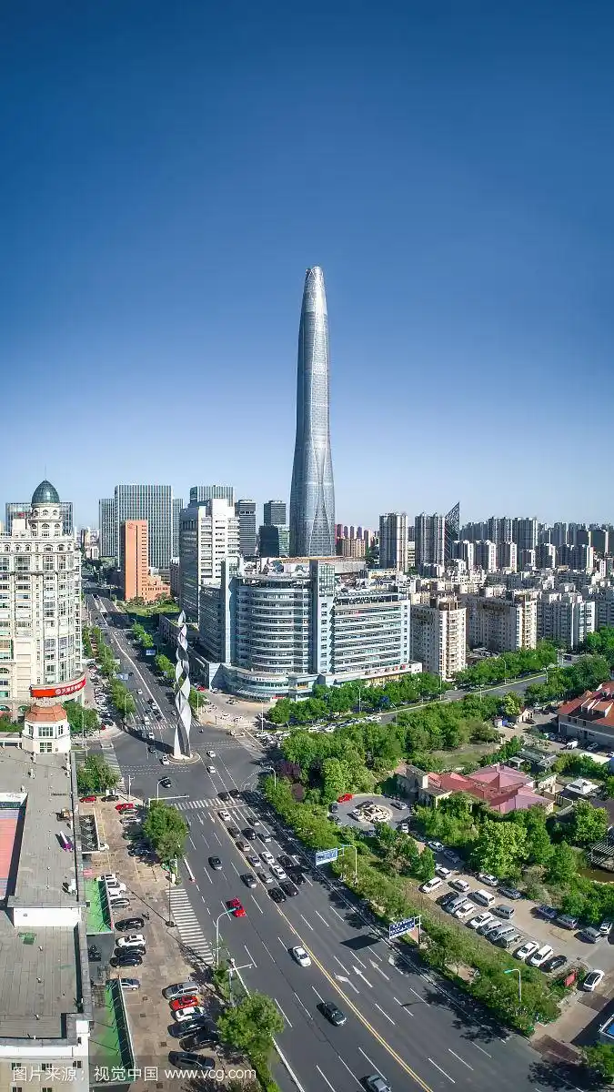 航拍天津市滨海新区金箍棒