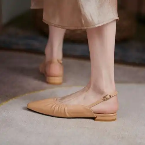 tiauny凉鞋女包头后空2021年夏季舒适百搭低跟仙女风时尚女鞋18062