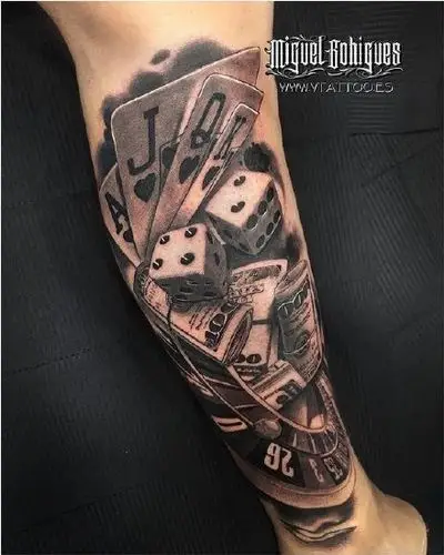 扑克牌纹身 9款扑克牌主题的写实纹身作品图案(6/9)