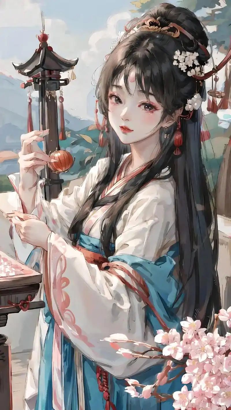 穿着汉服的美少女.#抖音图文来了 #漫画 #原创 - 抖音