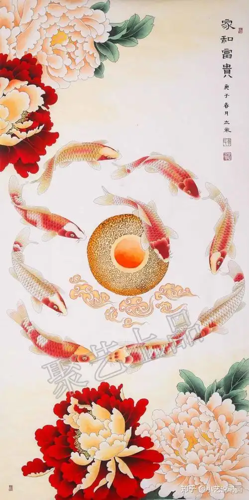 九鱼图我的回答:咱们中国国画包罗万象,汇集好寓意,好风水,镇宅,招财