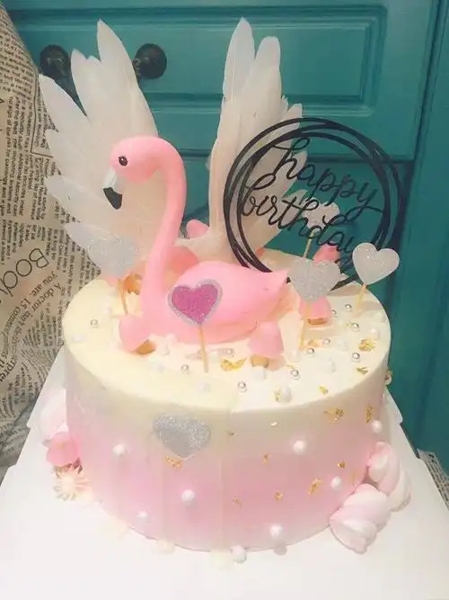 卡通蛋糕配送上海周岁满月生日蛋糕火烈鸟