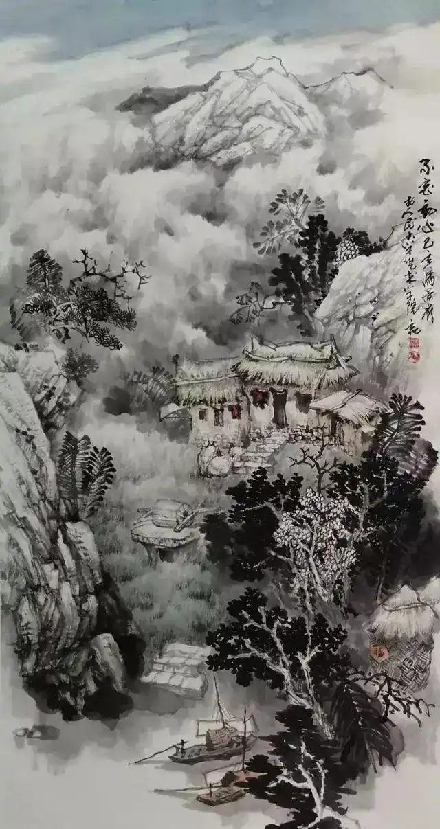艺术世界白雪石关门弟子国家一级美术师马景岭山水画作品欣赏