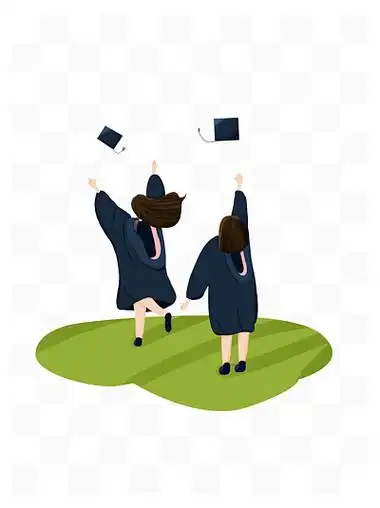 毕业照 i>草 /i> i>坪 /i>拍照 i>手 /i> i>绘 /i>插画风png免抠素材