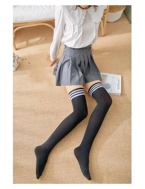 过膝丝袜日系萝莉学生白色丝袜女长筒袜防勾丝大腿袜 80cm白色 均码