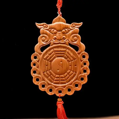 熙品阁火八卦图家居挂件 镇宅辟邪化解煞气桃木雕刻饰品 批发.