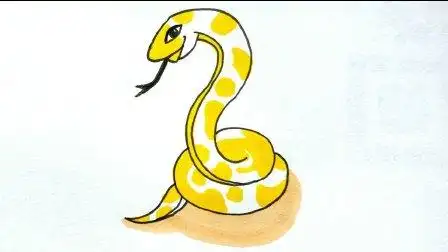 宝宝爱画画第四十课 儿童简笔画黄金蟒教程, 如何画卡通蛇视频步骤