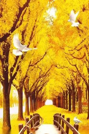 家和富贵麋鹿发财树金色山水装饰图片9449x3543