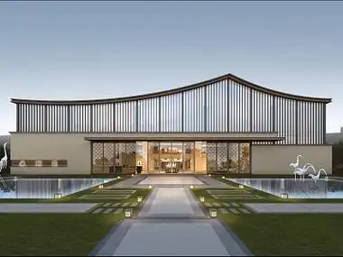 新中式会所建筑3d模型