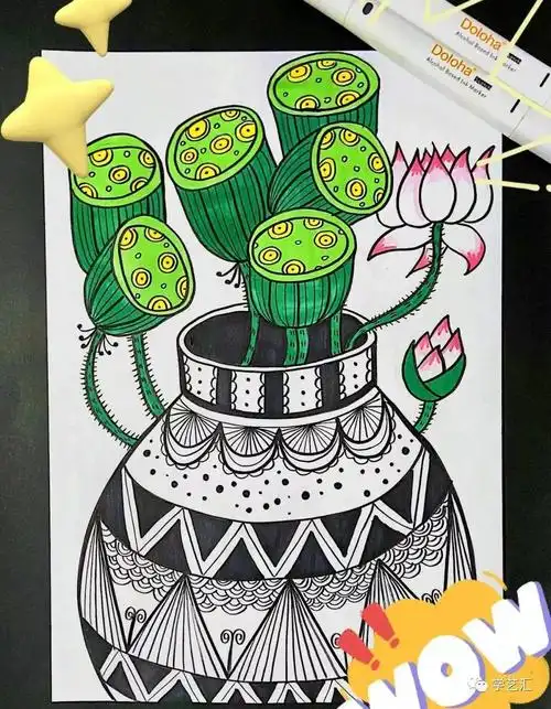 手工作品图片大全简单(创意手工制作 线描 马克笔 综合创意画)