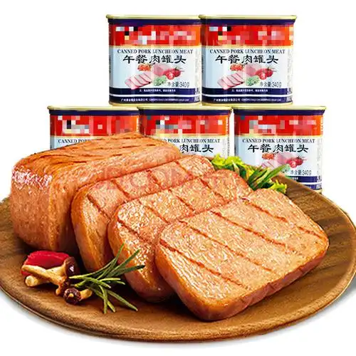 鹰金钱午餐肉罐头食品340g*5火锅三明治配菜即食猪肉速食肉制品