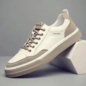 小白鞋子头层牛皮男鞋男潮流百搭透气休闲板鞋真皮男士2024新款鞋