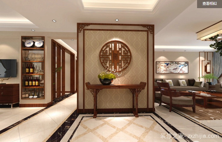 中庚红鼎天下新中式玄关效果图