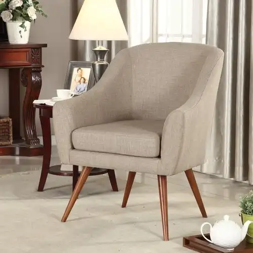 实木布艺单人沙发椅欧式休闲沙发酒店咖啡厅卡座卧室布艺小沙发.