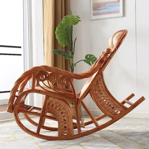 真藤摇摇椅大人躺椅家用阳台逍遥椅实木藤椅藤编午睡懒人滕休闲椅