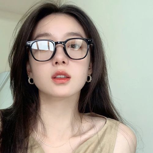 适合圆脸的素颜神器防蓝光黑框眼镜女款方形平光镜显脸小近视眼镜