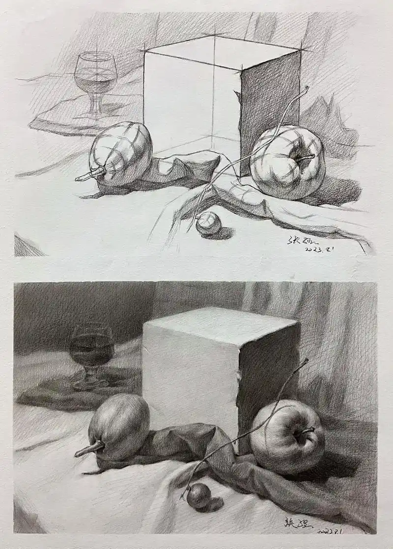 素描静物61结构与完整画面.