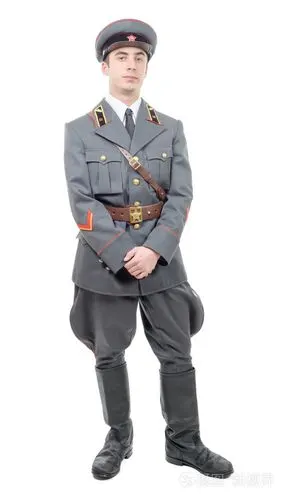 一个年轻的军官的苏联军队,孤立的主人家的肖像