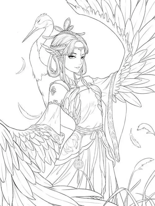 高能多图!古风汉服人物手绘线稿