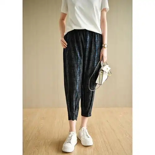 天然出品休闲复古棉麻九分裤显萝卜裤女春夏休闲裤