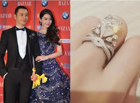 angelababy晒大钻戒 主钻超5.5克拉