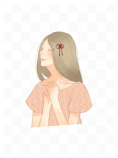 双手交叉闭眼许愿粉色 i>长 /i> i>发 /i>少女