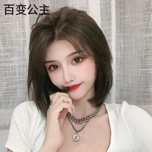 正品假发女短发自然全头真人发丝夏天清爽锁骨发全头套层次波波头