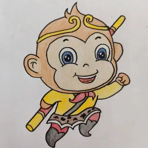 孙悟空简笔画涂色 孙悟空简笔画涂色彩色
