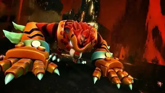 猪猪侠忍受被烧成铁水的痛苦冲出魔龙王的火焰超人强偷袭成功