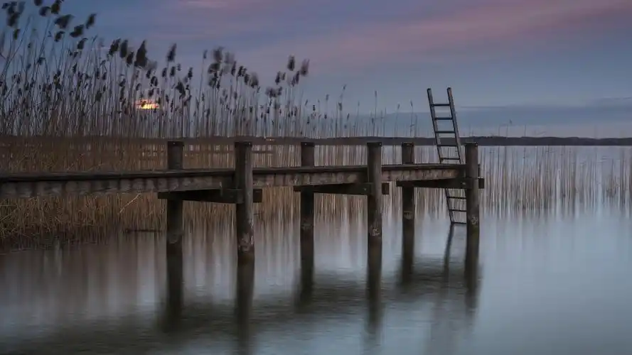 3840x2160 uhd 4k极清码头,芦苇,池塘,黄昏 壁纸, 图片