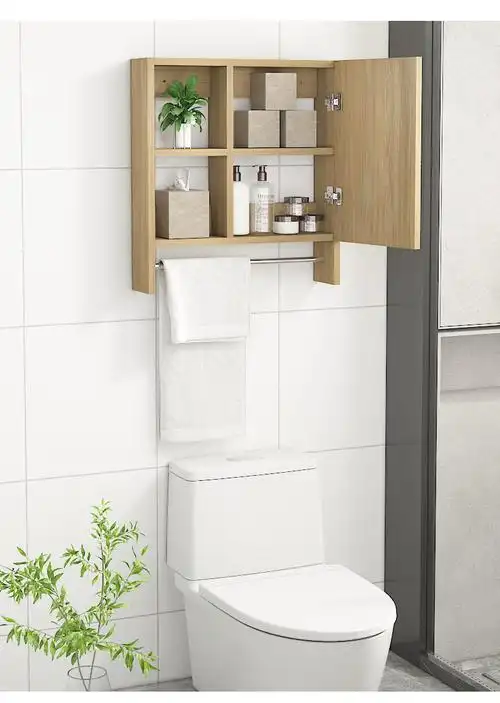 柜后柜卫生间收纳柜实木边侧柜厕所储物柜壁挂吊柜马桶柜吊柜金边全白