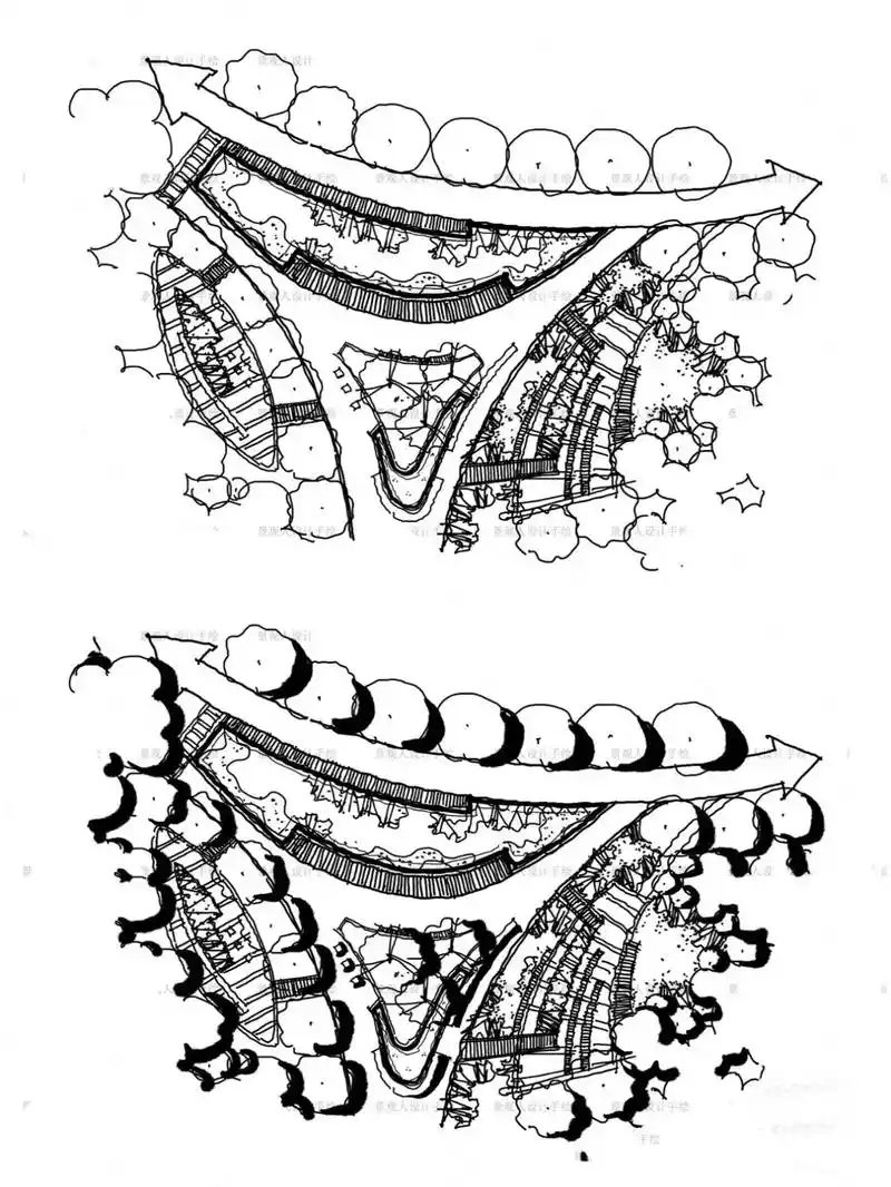 雨水花园平面效果鸟瞰.#手绘 #景观手绘 #考研快题 #手稿 - 抖音