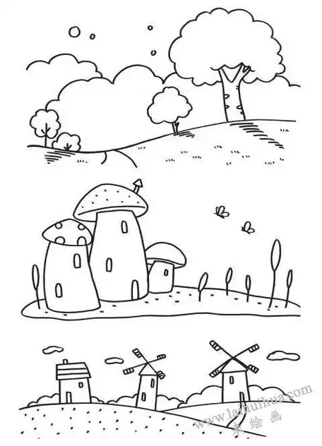 教师校园风景简笔画作品 简笔画图片大全-蒲城教育文学网