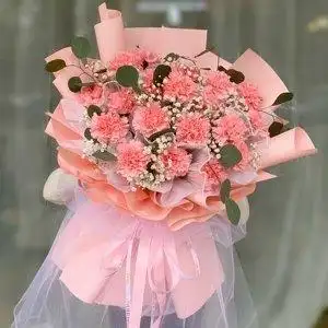 康乃馨花束包装手拎袋插花盒花店资材真花单枝鲜花单支玫瑰花束一朵