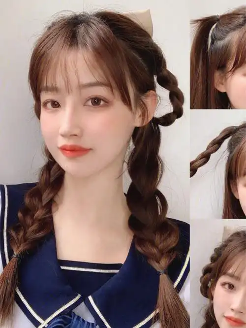 日系编发教程漫画感双马尾3分钟发型教程