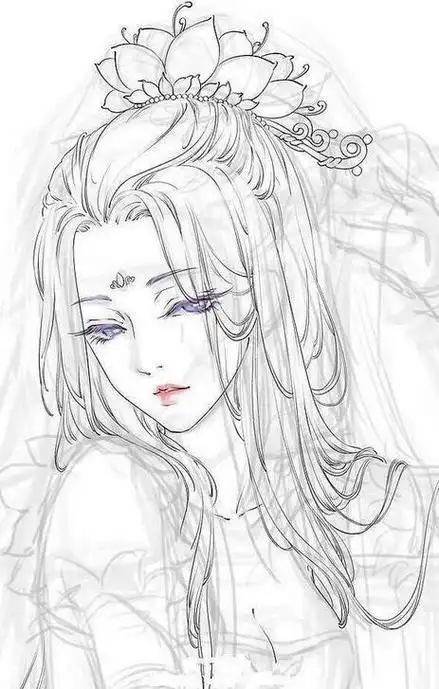 画古风女子正面教程铅笔画,古风女子正面简笔画