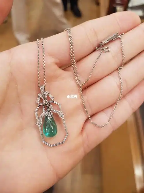 欧洲古董珠宝爱德华时期祖母绿铂金项链