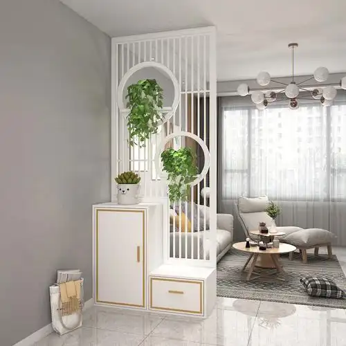 现代简约进门玄关隔断鞋柜 实木屏风柜置物架装饰入户客厅隔断柜.