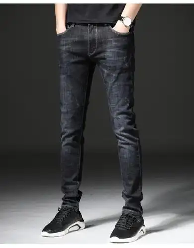 花花公子同款夏季薄款牛仔裤男潮牌修身小脚裤子男士长裤韩版潮流休闲