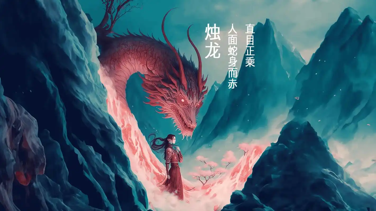 山海经异兽:烛龙,人面蛇身而赤,又叫烛九阴