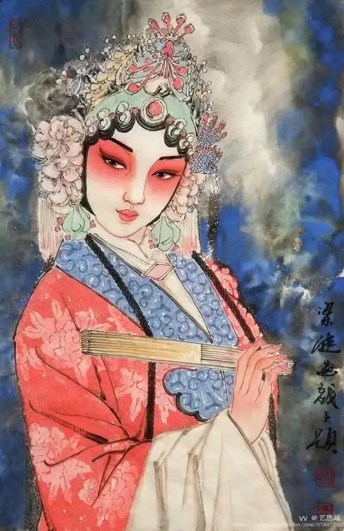 戏曲人物画家梁健教授原创精品力作,开三,带合影,带合影视频,中国美术