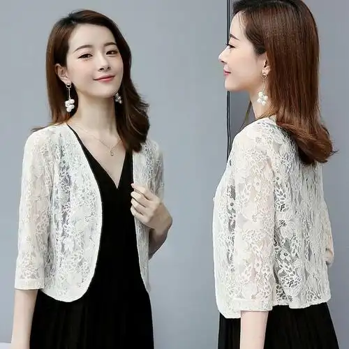 防晒衣女外套2020新款仙女蕾丝开衫外搭配裙子小披肩夏季短款上衣