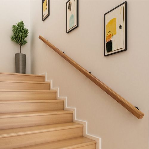 简约现代楼梯实木扶手欧式家用靠墙老人防滑幼儿园走廊儿童木栏杆
