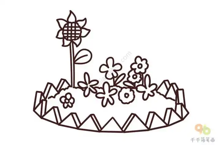边画边学花坛的英文单词宝宝英文认知简笔画正方形花坛简笔画爱上花园