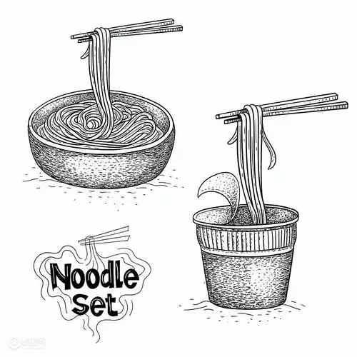 手绘美食面条快餐